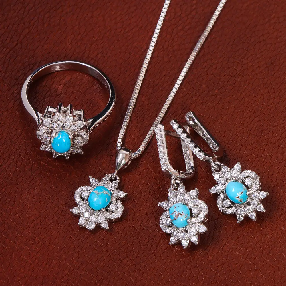 نیم ست فیروزه زنانه کد 21048