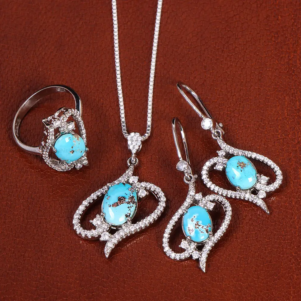 نیم ست فیروزه زنانه کد 21061