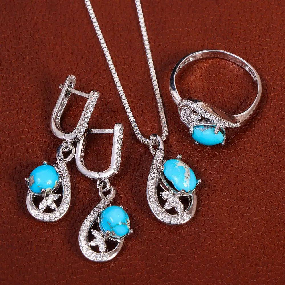 نیم ست فیروزه زنانه کد 21062