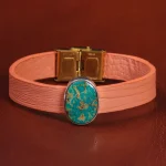 دستبند چرم فیروزه کد 21067