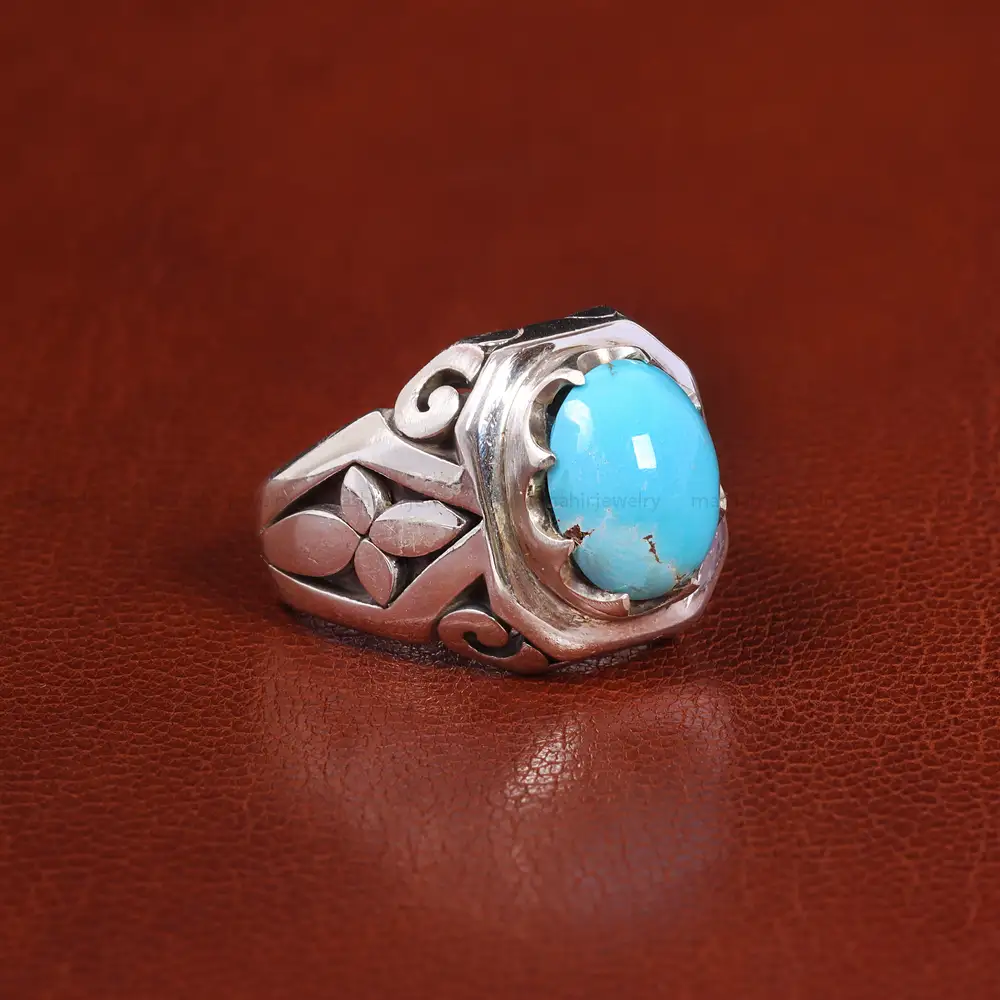 انگشتر فيروزه عجمی مردانه کد 21106