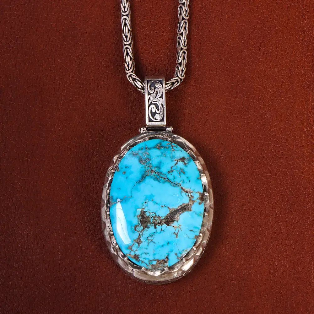 گردنبند فیروزه مردانه کد 21147