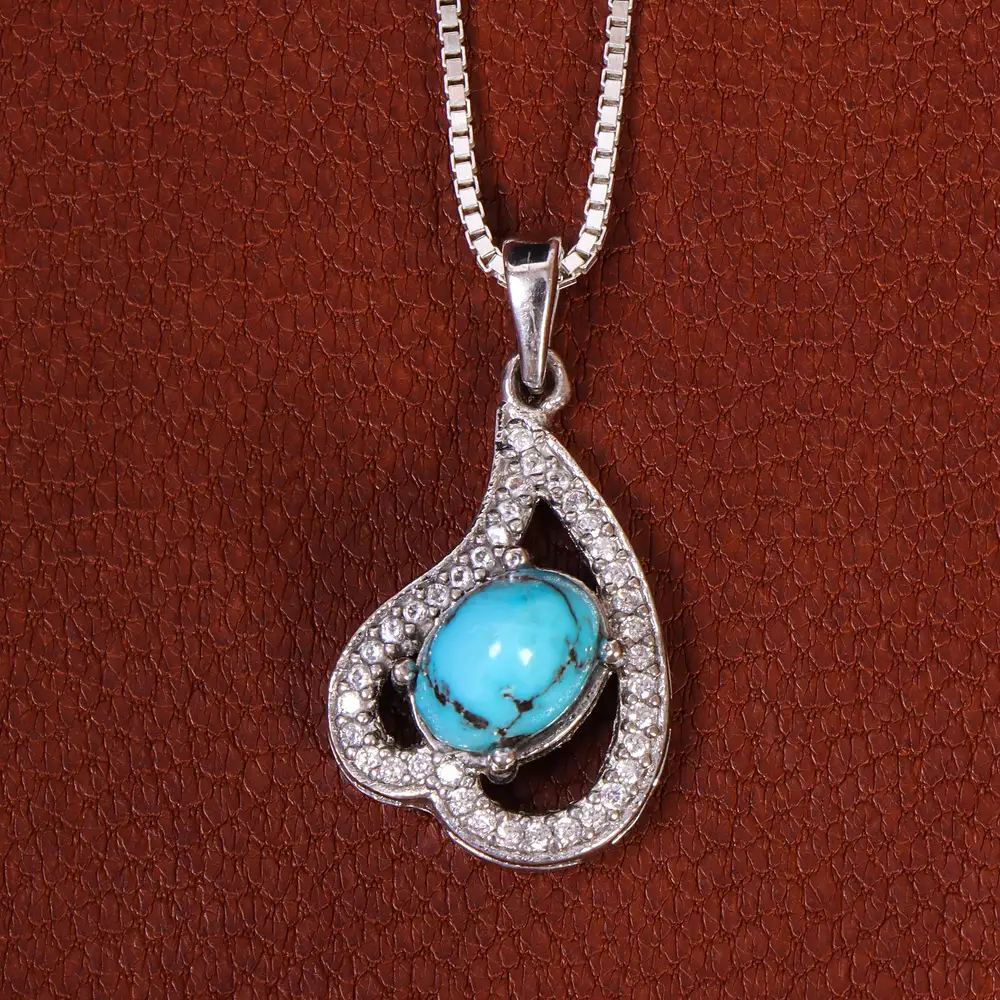 گردنبند فیروزه زنانه کد 21187