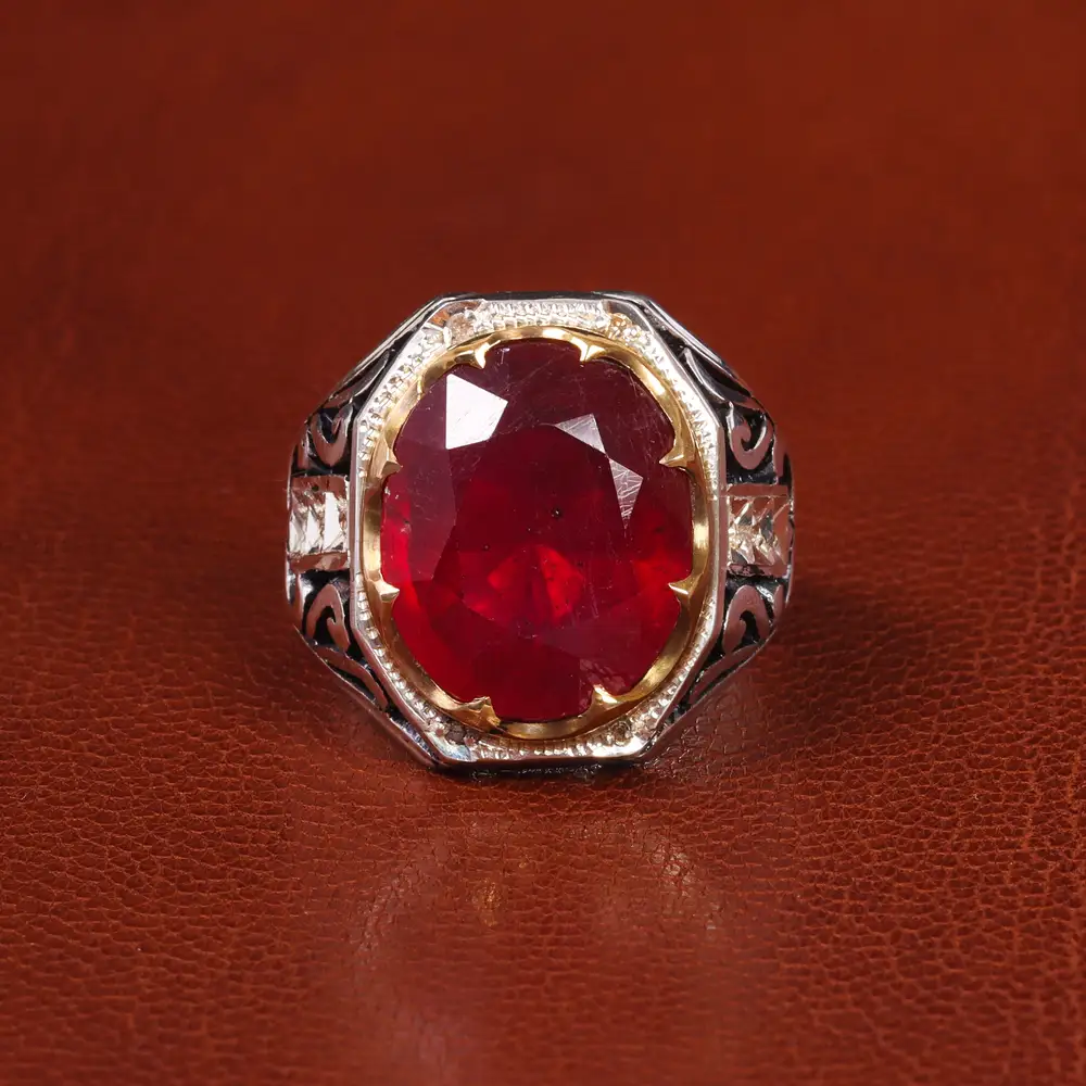 انگشتر یاقوت سرخ مردانه کد 20691