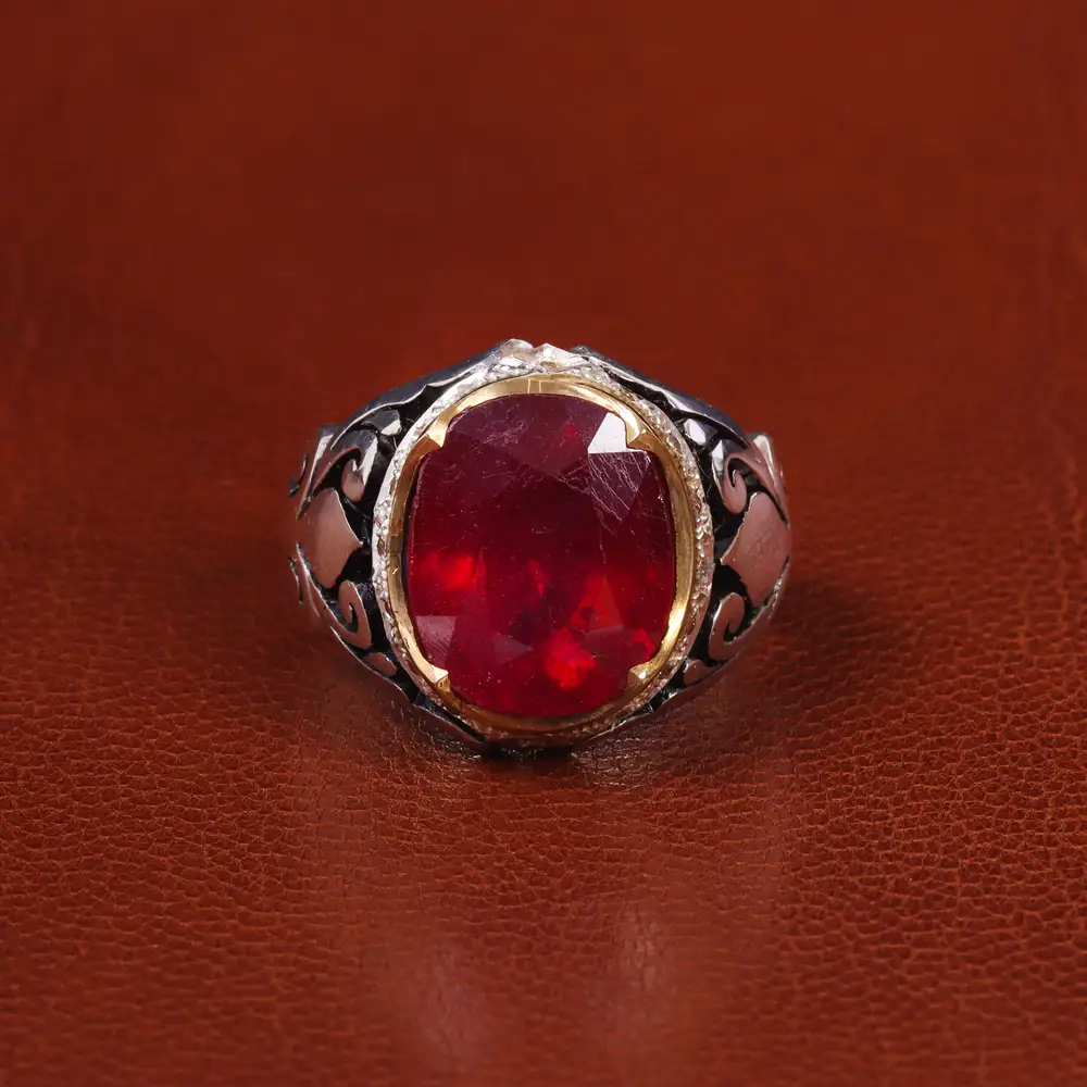 انگشتر یاقوت سرخ مردانه کد 20694