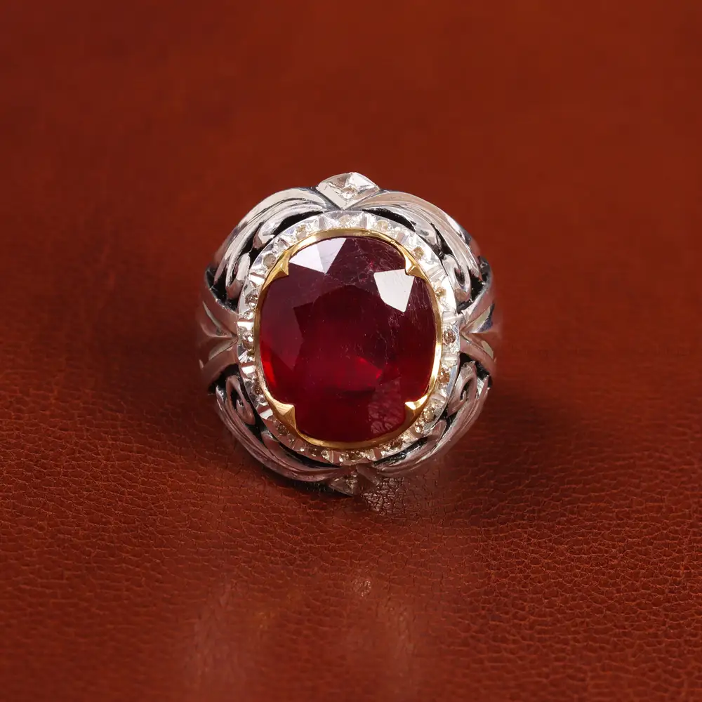 انگشتر یاقوت سرخ مردانه کد 20696