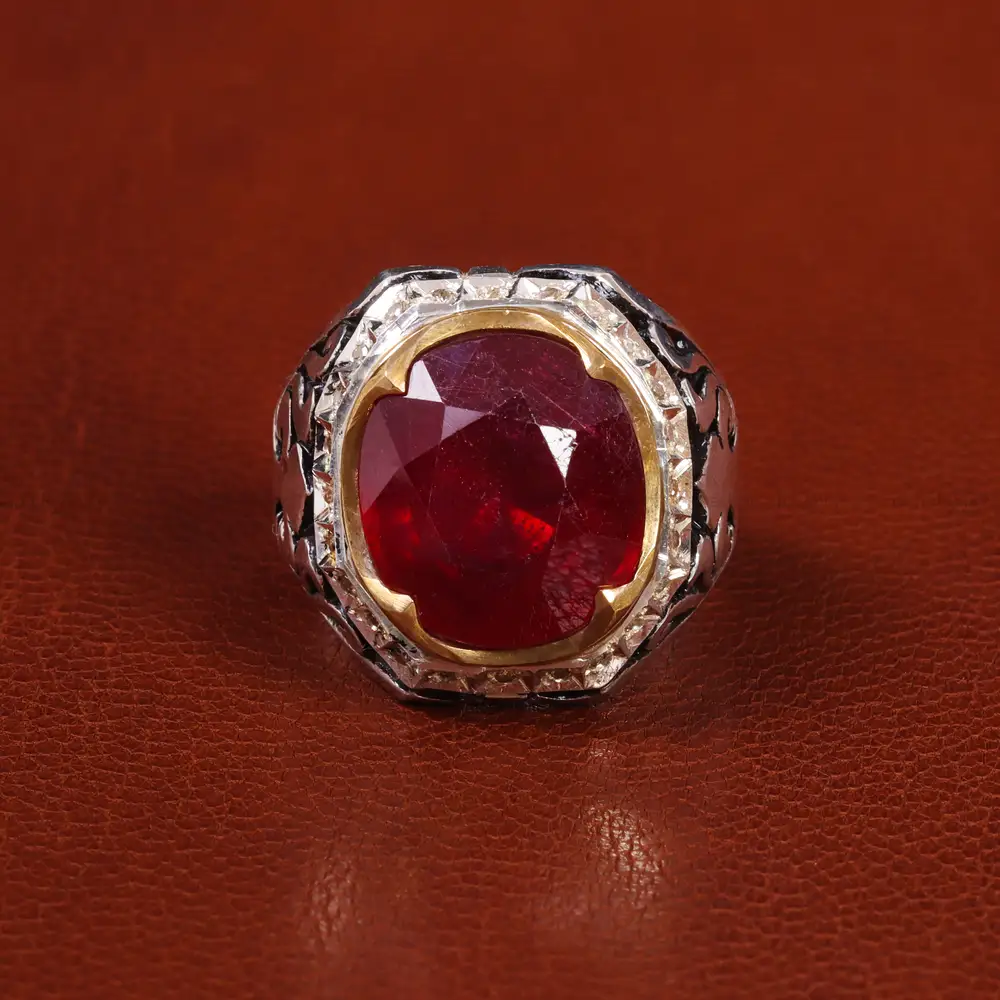 انگشتر یاقوت سرخ مردانه کد 20699