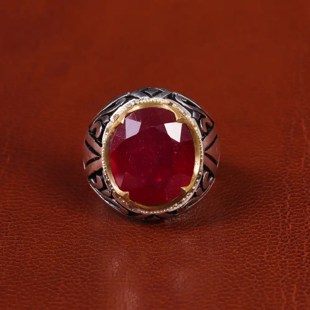 انگشتر یاقوت سرخ مردانه کد 20700