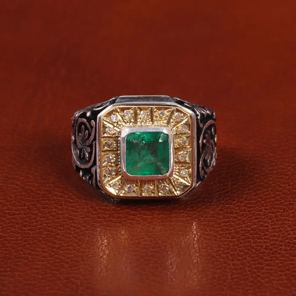 انگشتر زمرد مردانه کد 20706