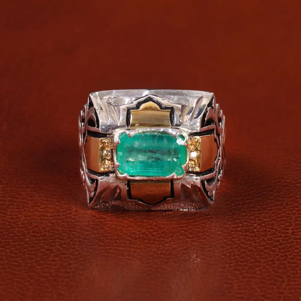 انگشتر زمرد مردانه کد 20713