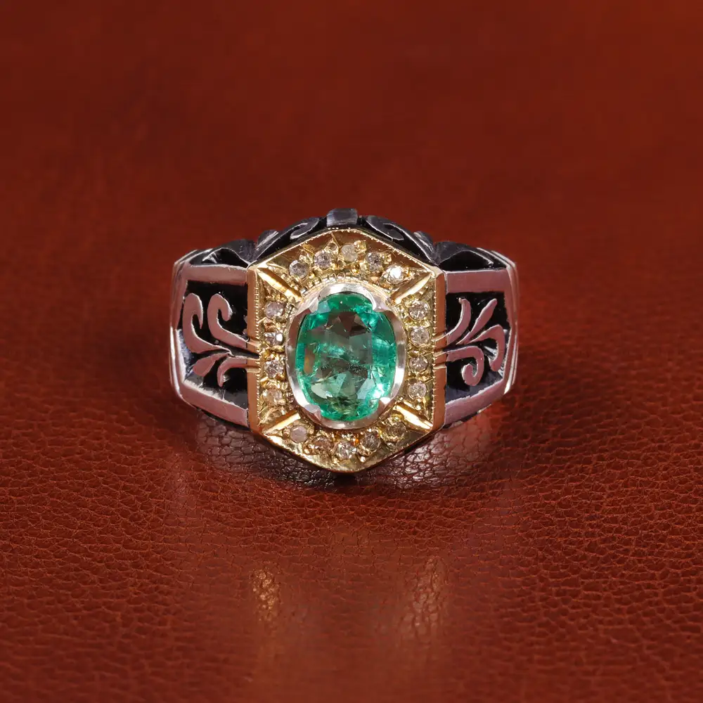 انگشتر زمرد مردانه کد 20716