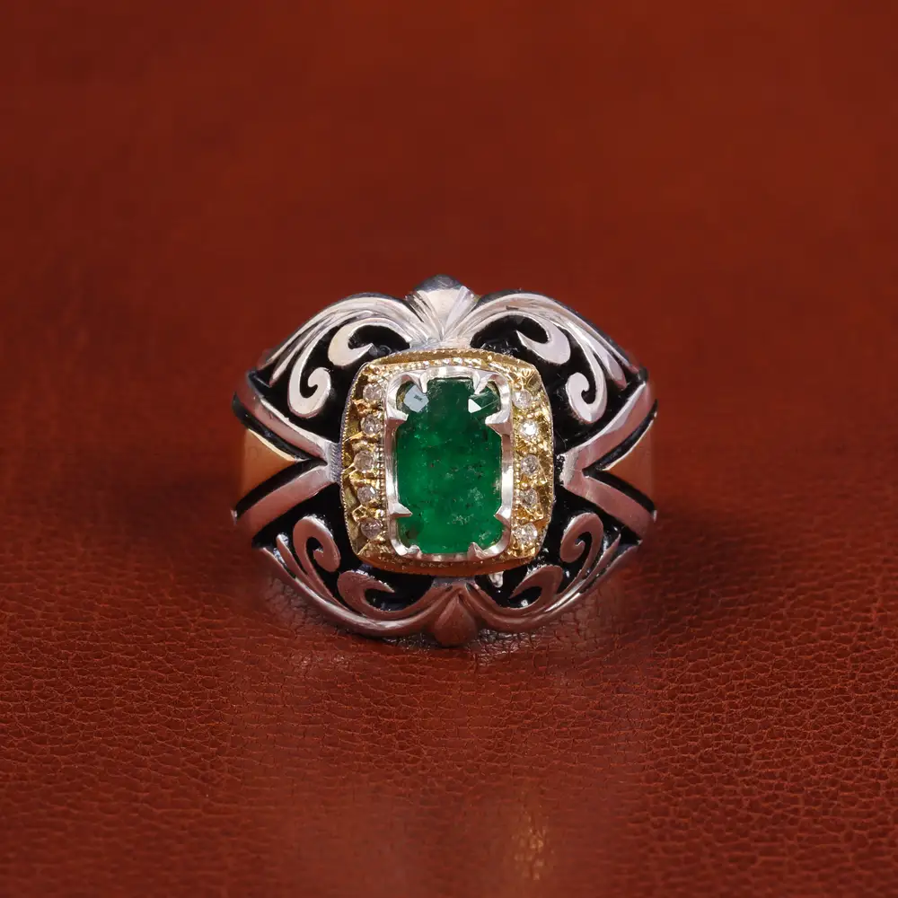 انگشتر زمرد مردانه کد 20717