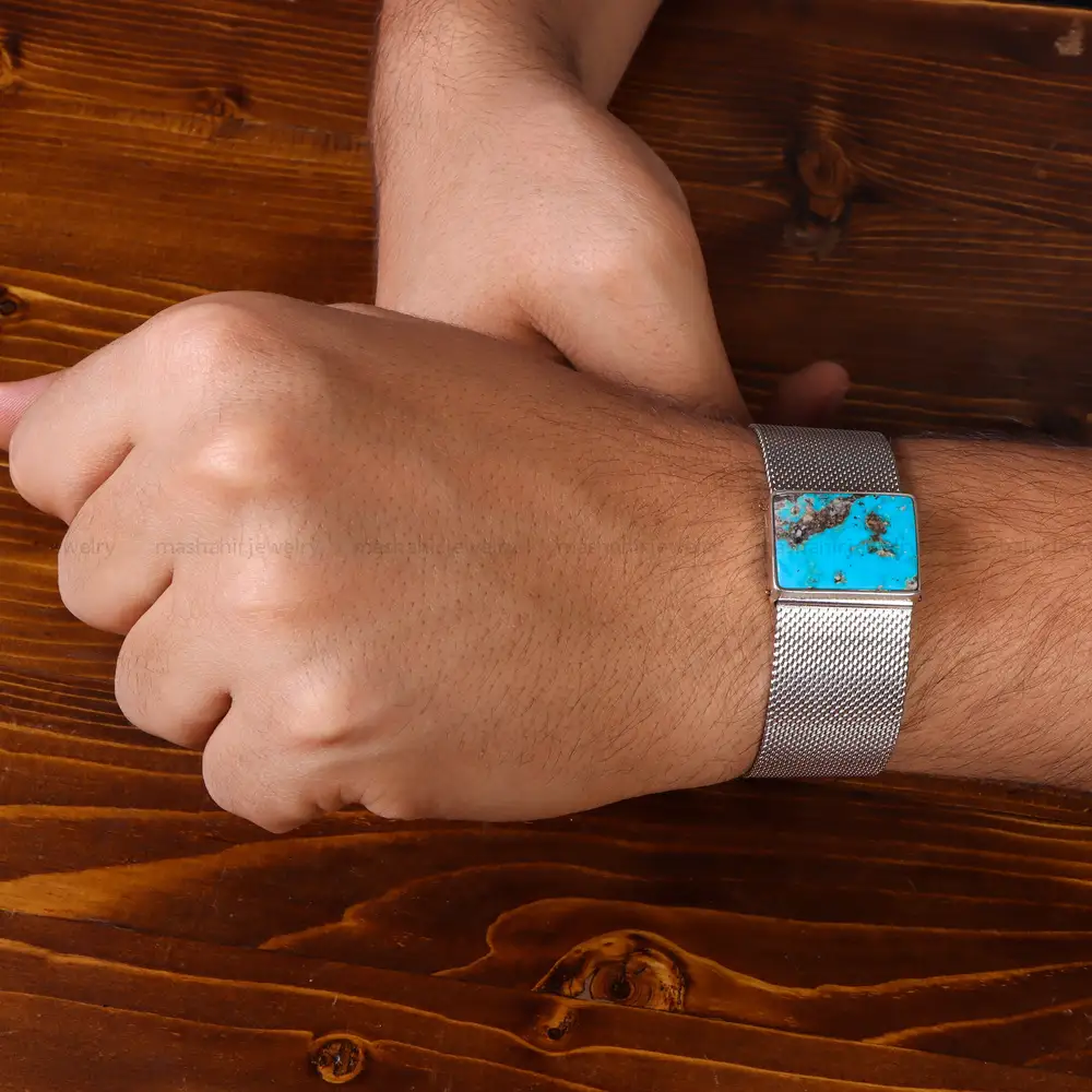 دستبند فیروزه مردانه کد 20728