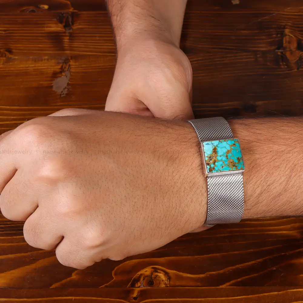 دستبند فیروزه مردانه کد 20731