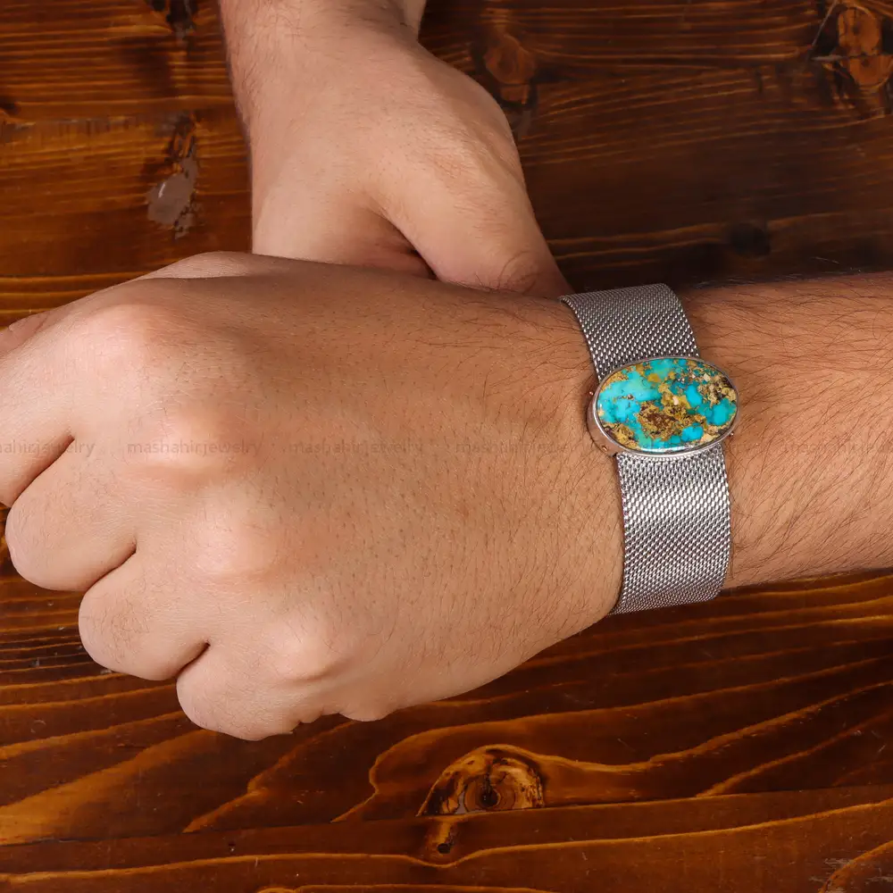 دستبند فیروزه مردانه کد 20732