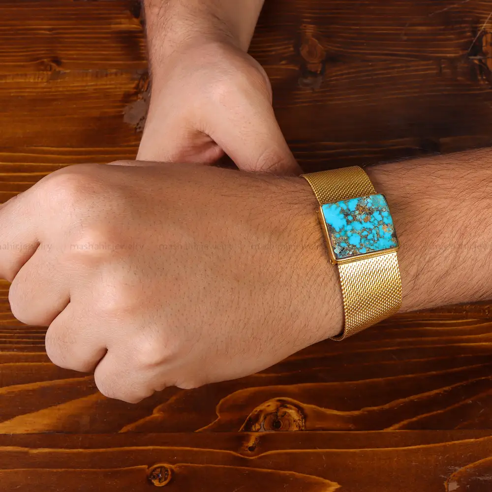 دستبند فیروزه مردانه کد 20733