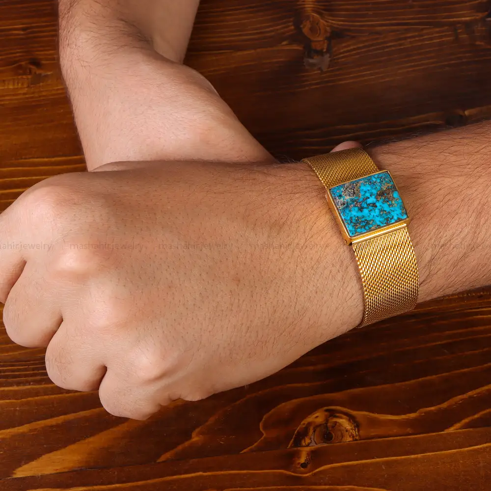 دستبند فیروزه مردانه کد 20734