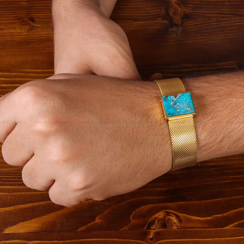 دستبند فیروزه مردانه کد 20738