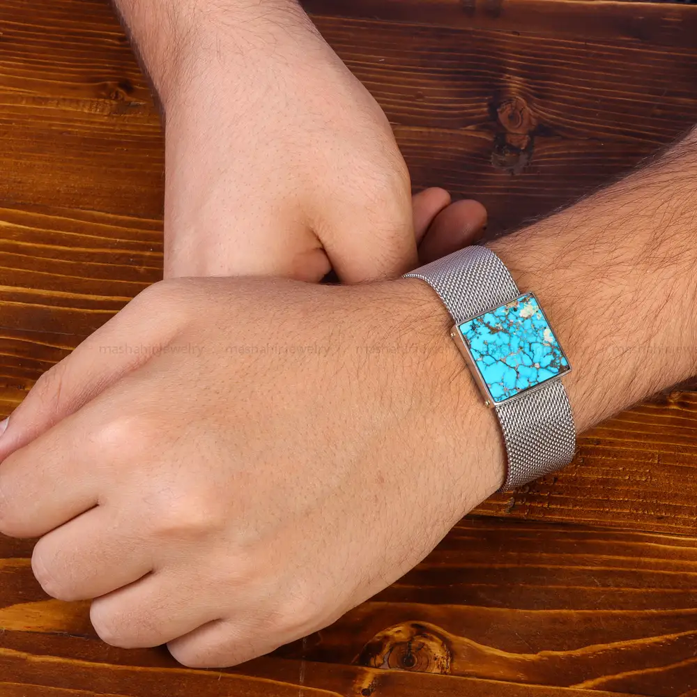 دستبند فیروزه مردانه کد 20769