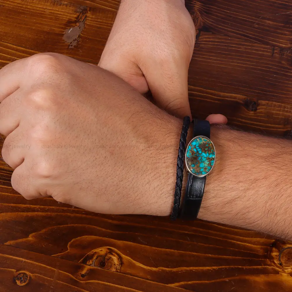 دستبند چرم فیروزه کد 20771