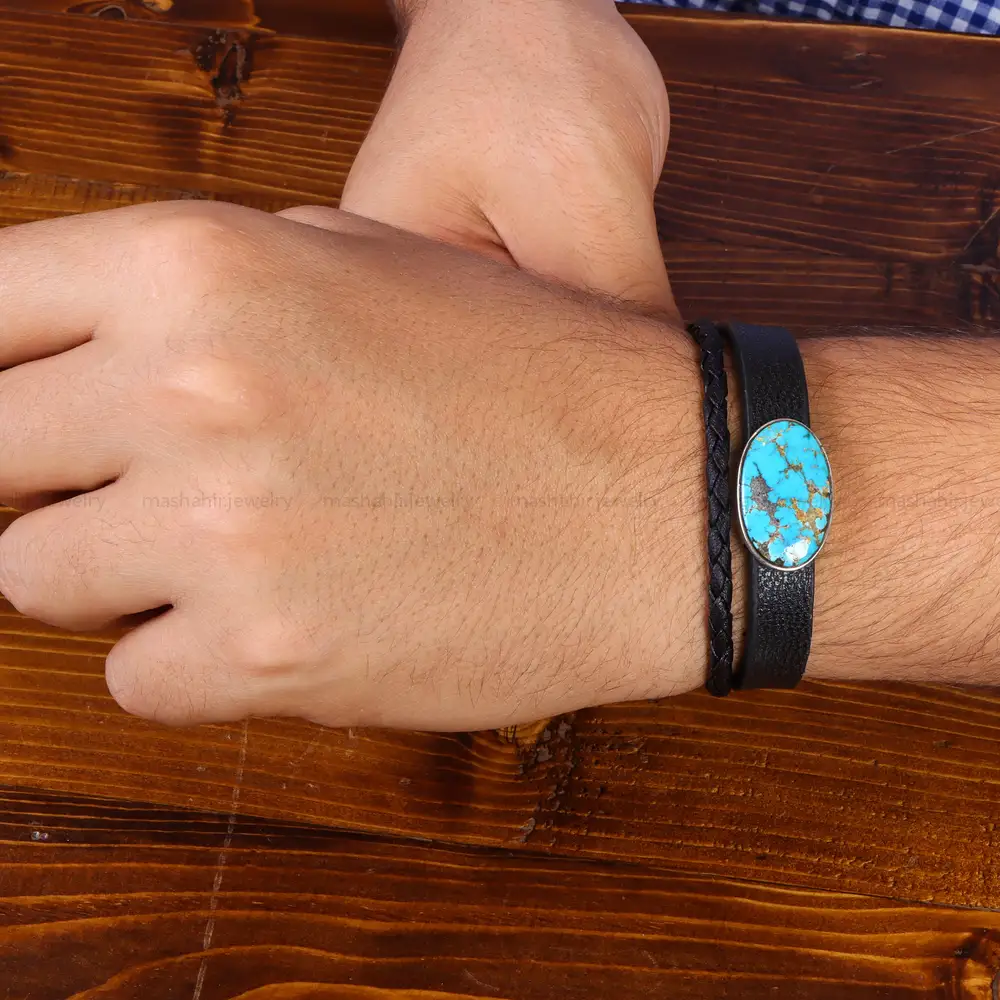 دستبند چرم فیروزه کد 20778