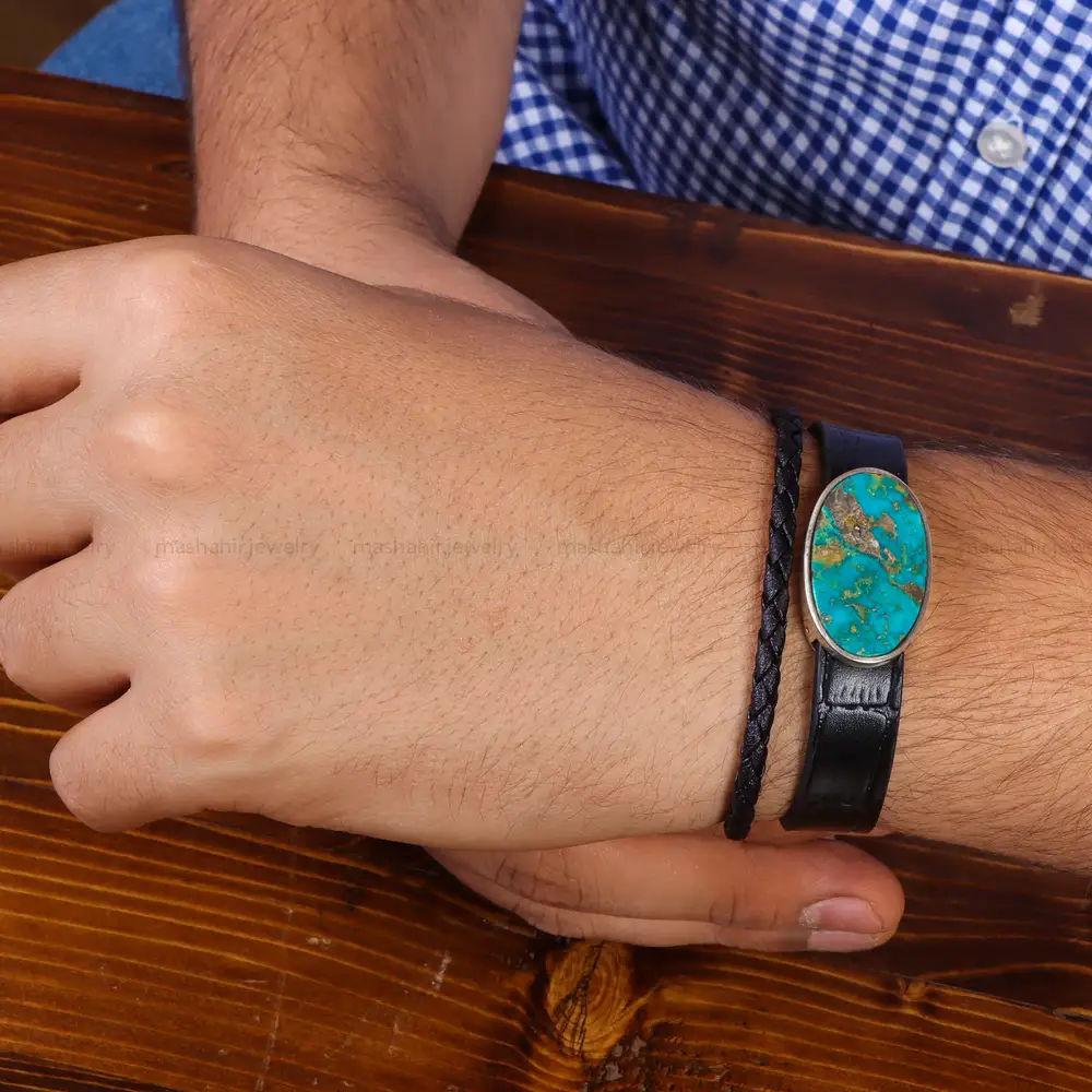 دستبند چرم فیروزه کد 20785