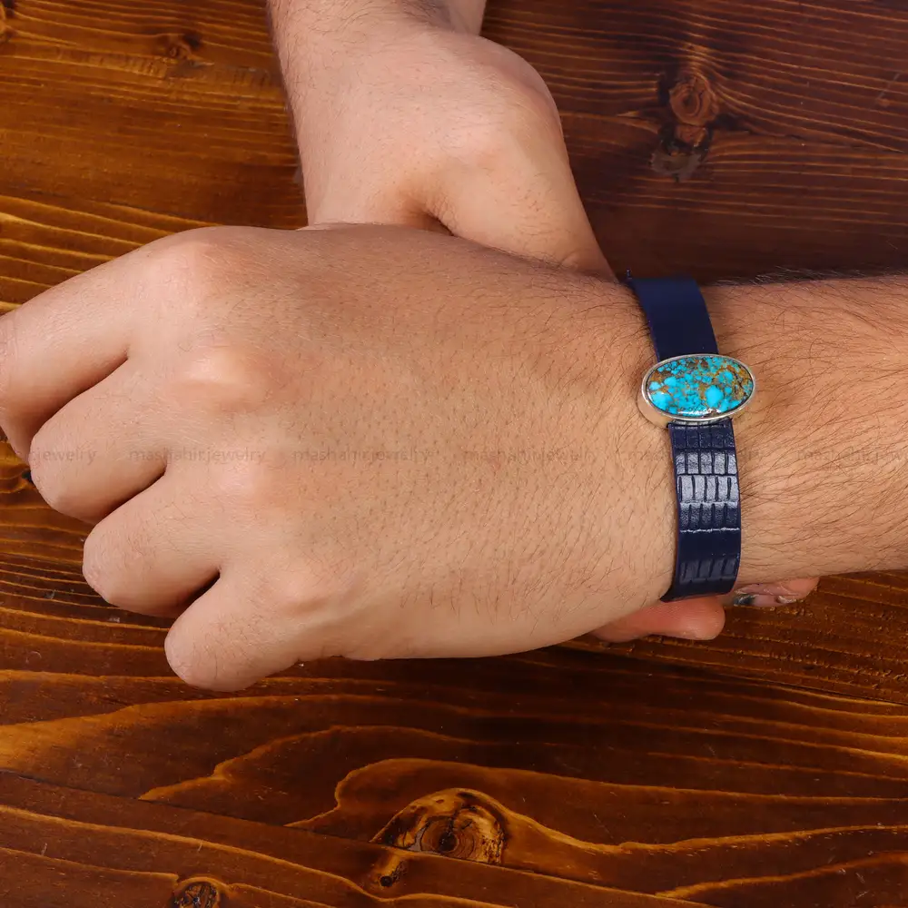 دستبند چرم فیروزه کد 20793