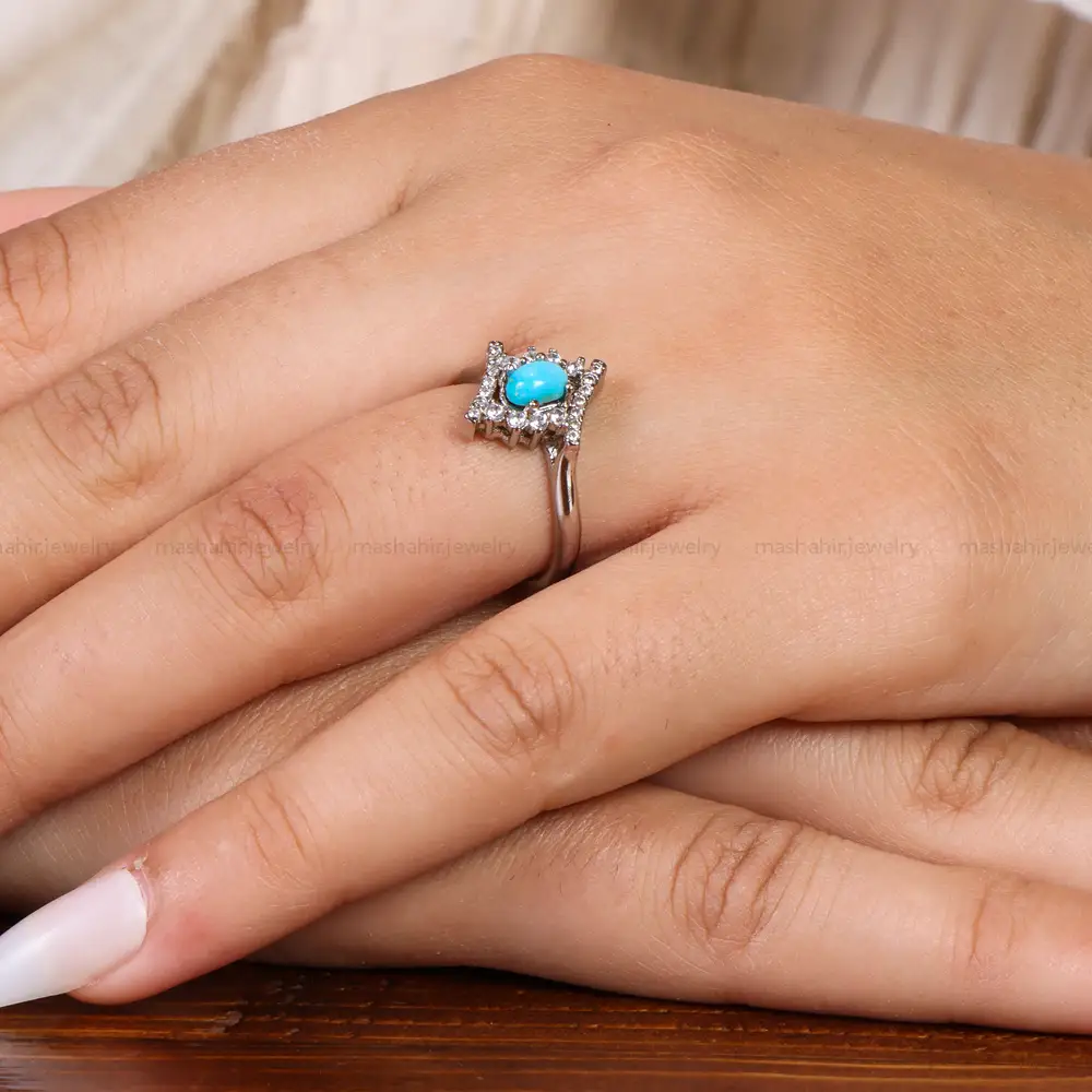 انگشتر فیروزه عجمی زنانه کد 20899