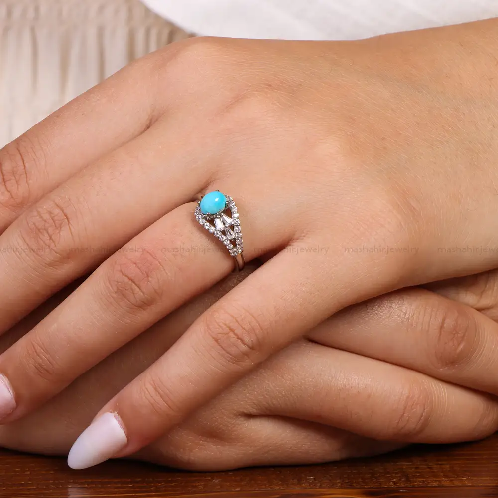 انگشتر فیروزه عجمی زنانه کد 20932