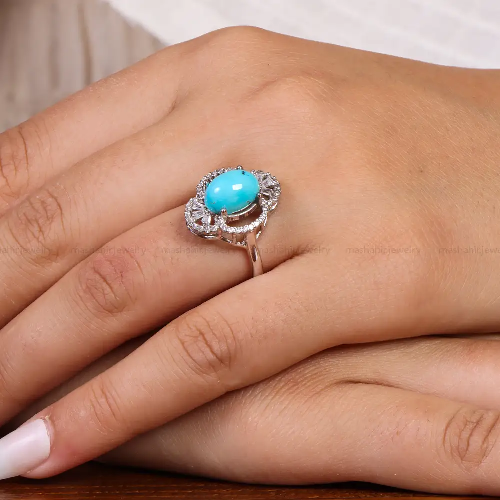 انگشتر فیروزه عجمی زنانه کد 20962