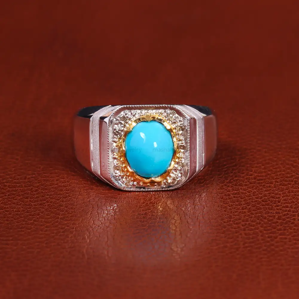 انگشتر فيروزه عجمی مردانه کد 20988