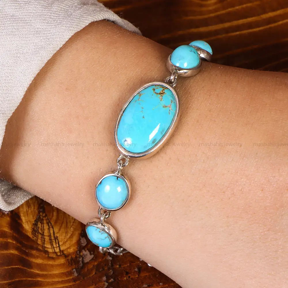 دستبند فیروزه زنانه کد 21016
