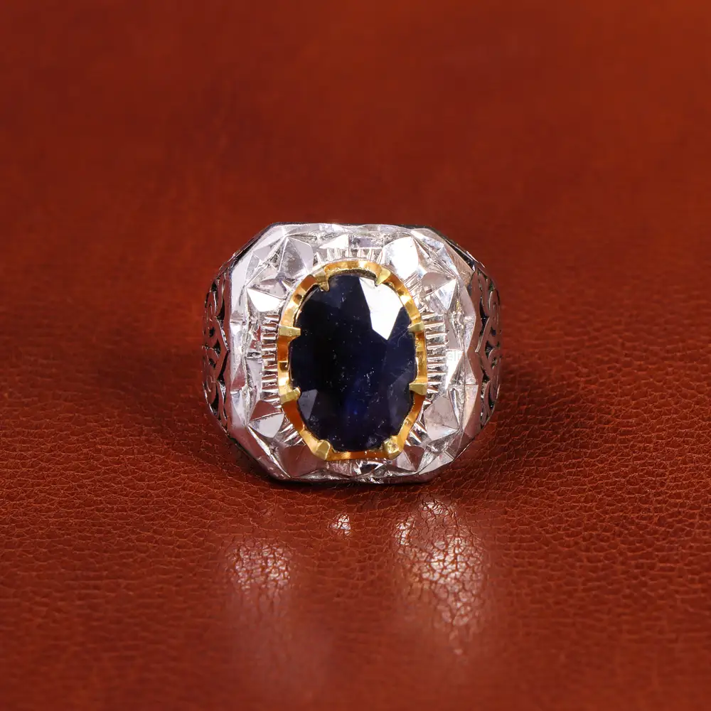 انگشتر یاقوت کبود مردانه کد 21033