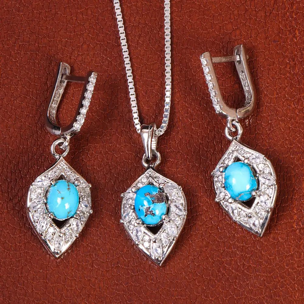 نیم ست فیروزه زنانه کد 21045