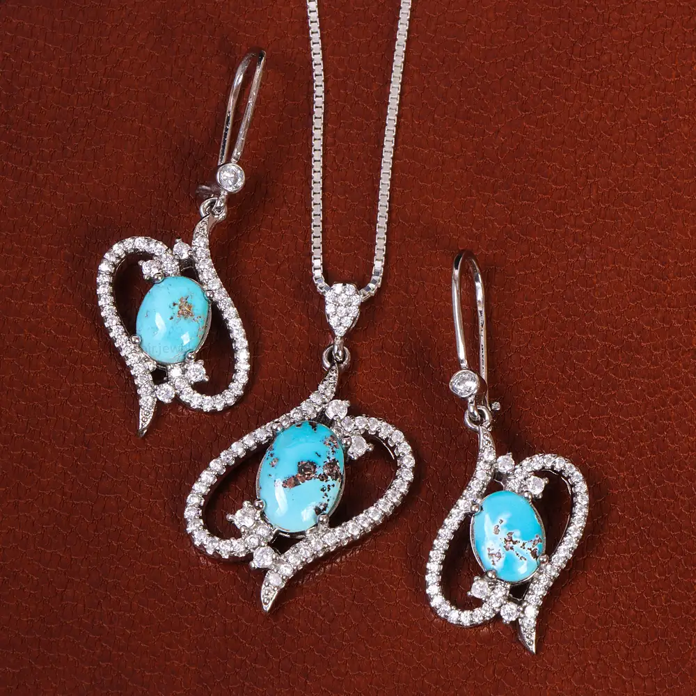 نیم ست فیروزه زنانه کد 21061