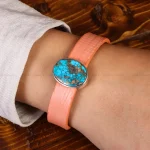 دستبند چرم فیروزه کد 21068