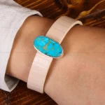 دستبند چرم فیروزه کد 21069