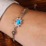 دستبند فیروزه زنانه کد 21076
