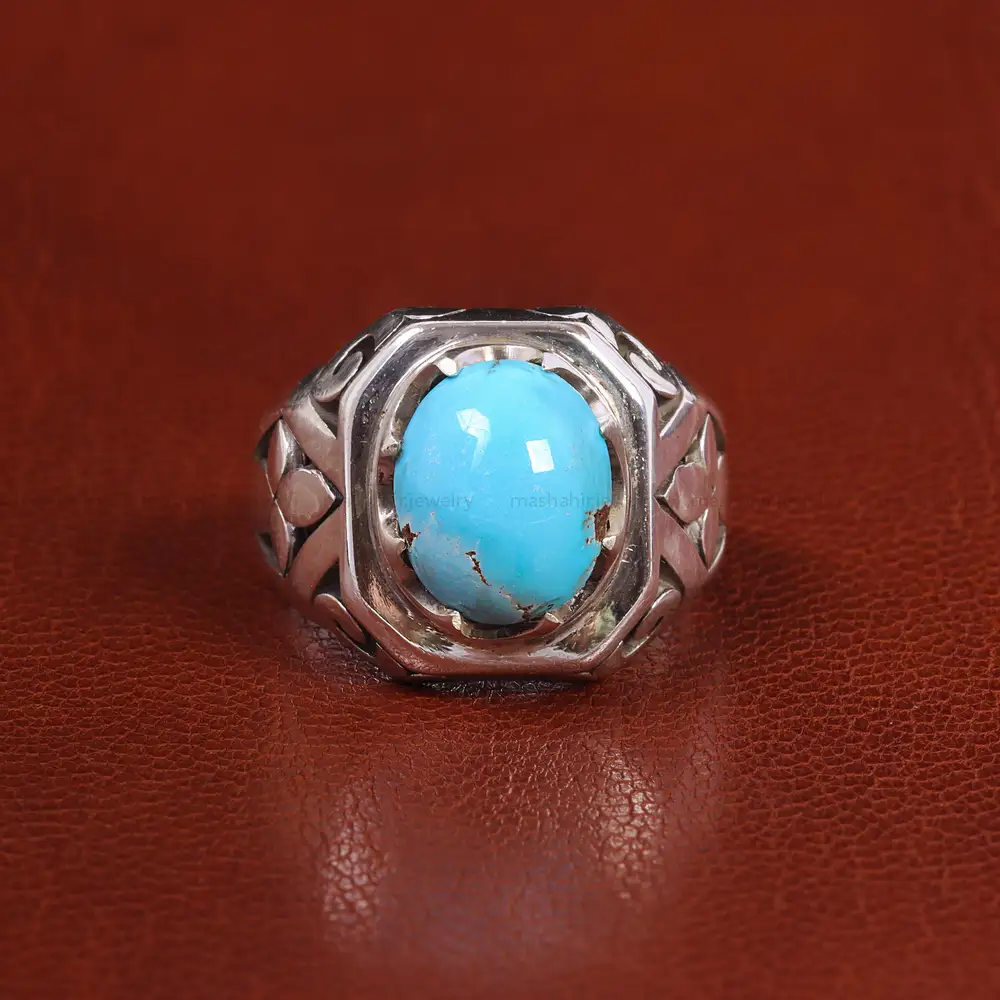 انگشتر فيروزه عجمی مردانه کد 21106