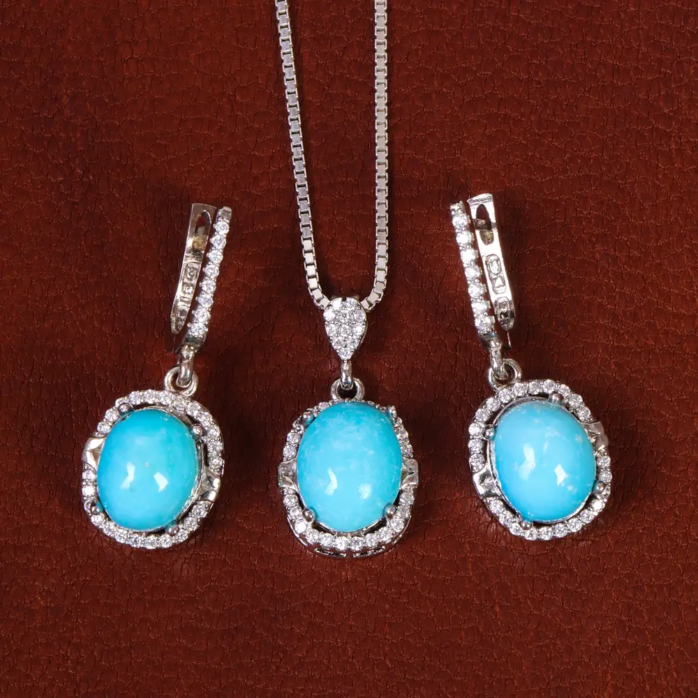 نیم ست فیروزه زنانه کد 21164