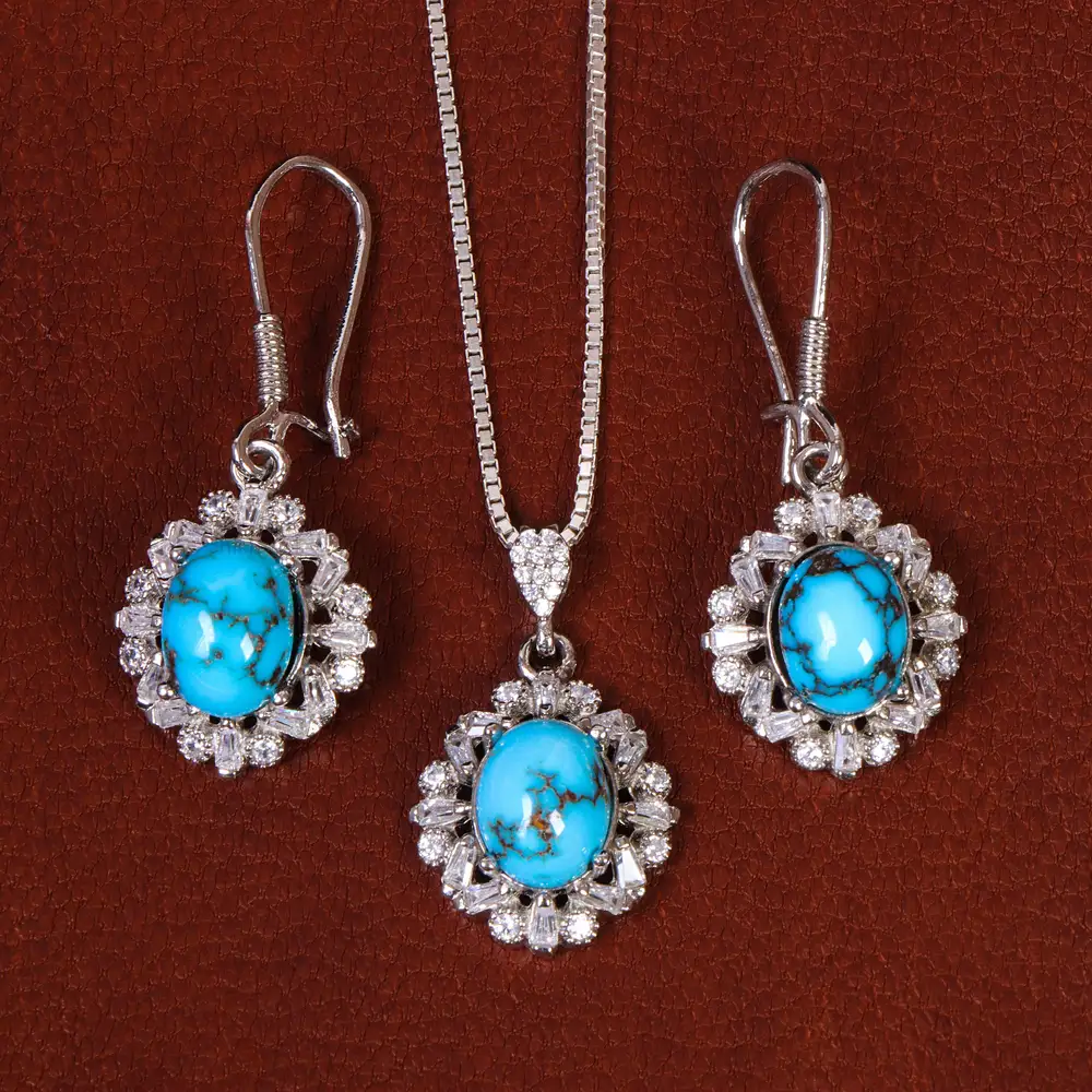 نیم ست فیروزه زنانه کد 21166