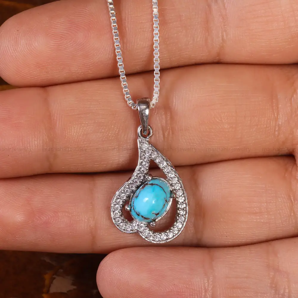 گردنبند فیروزه زنانه کد 21187