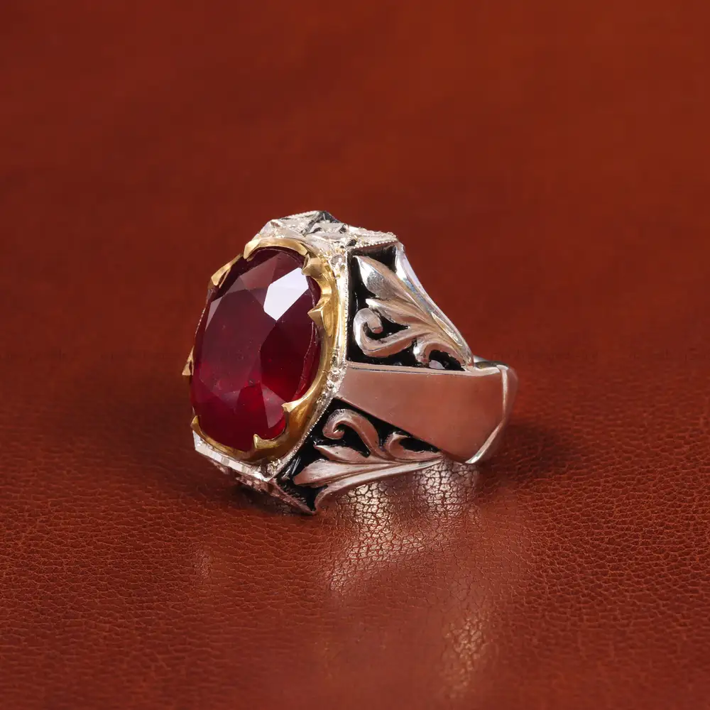 انگشتر یاقوت سرخ مردانه کد 20689