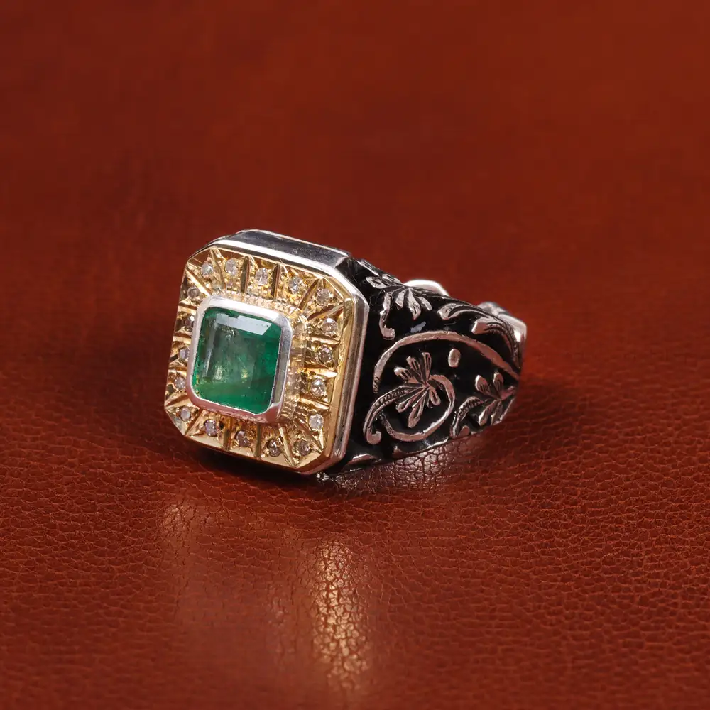 انگشتر زمرد مردانه کد 20706