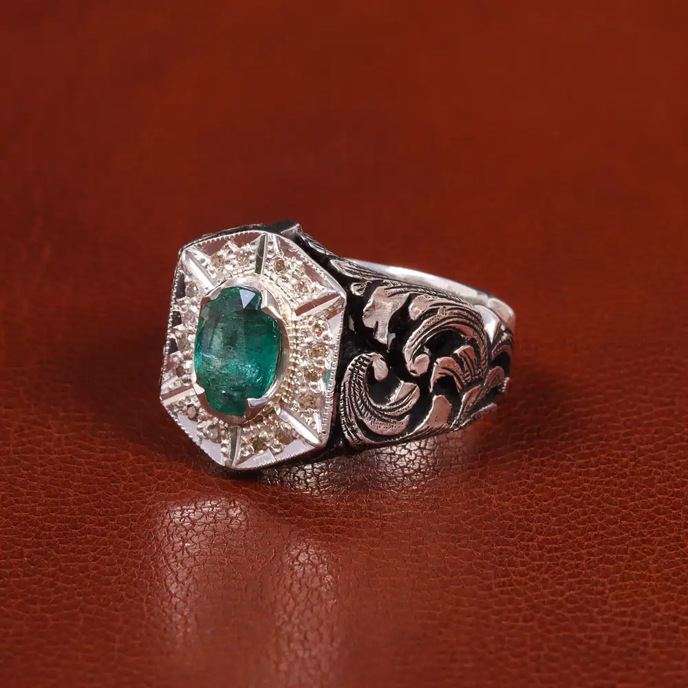 انگشتر زمرد مردانه کد 20708