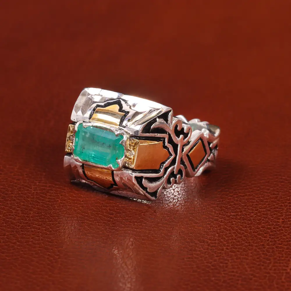 انگشتر زمرد مردانه کد 20713