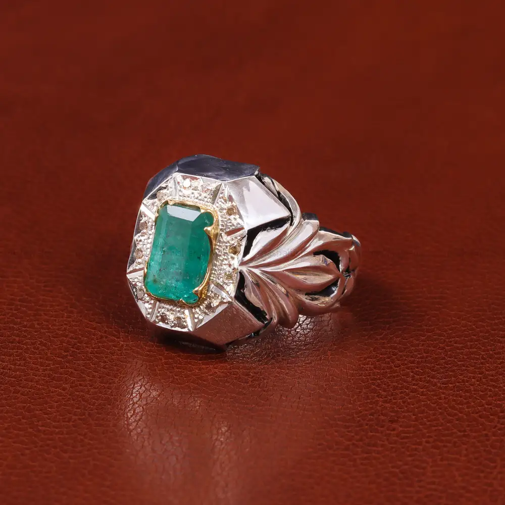 انگشتر زمرد مردانه کد 20715