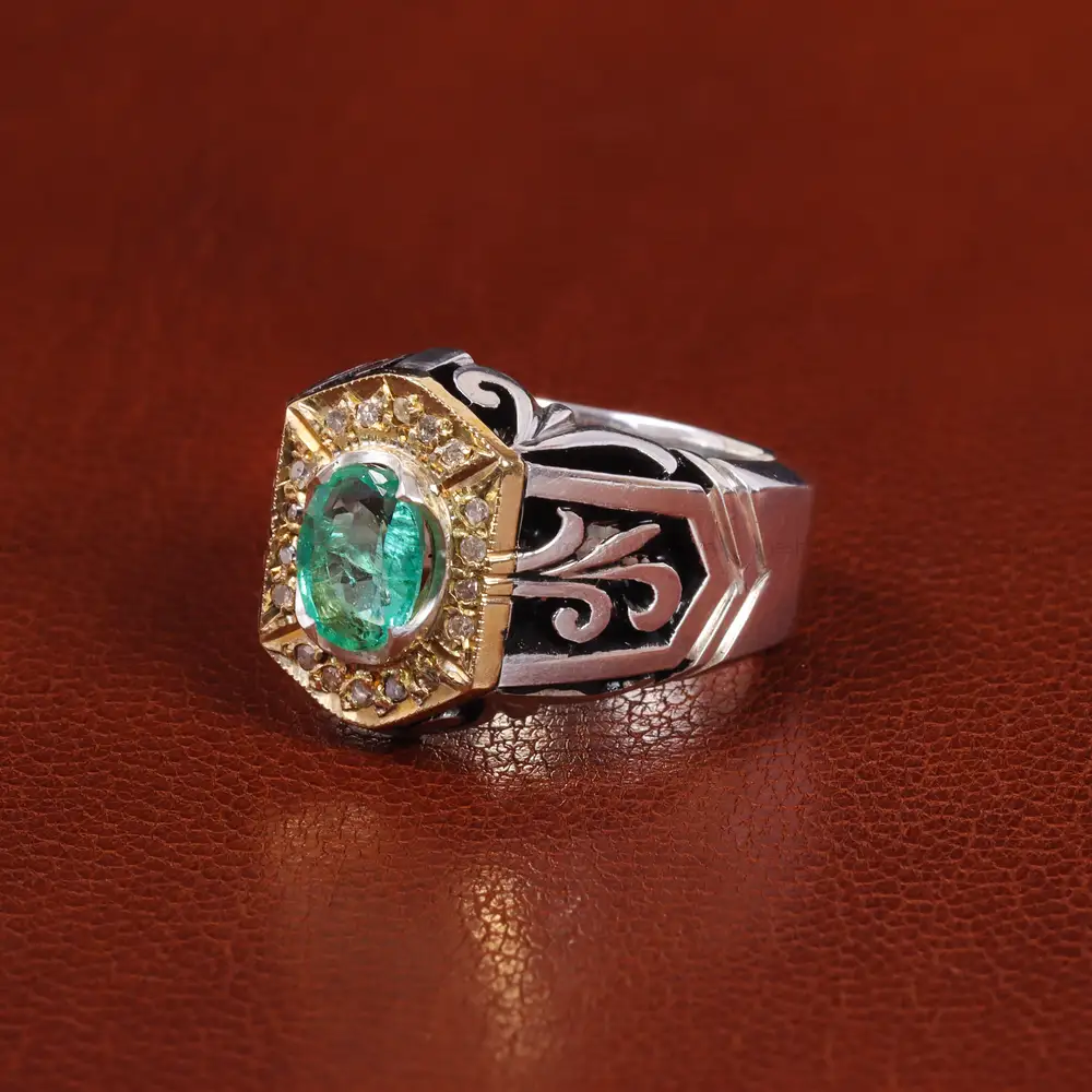 انگشتر زمرد مردانه کد 20716