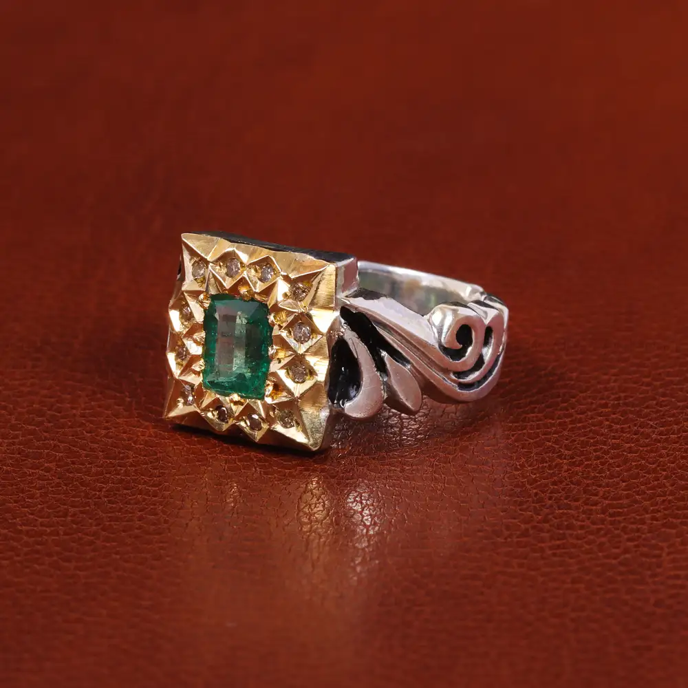 انگشتر زمرد مردانه کد 20718