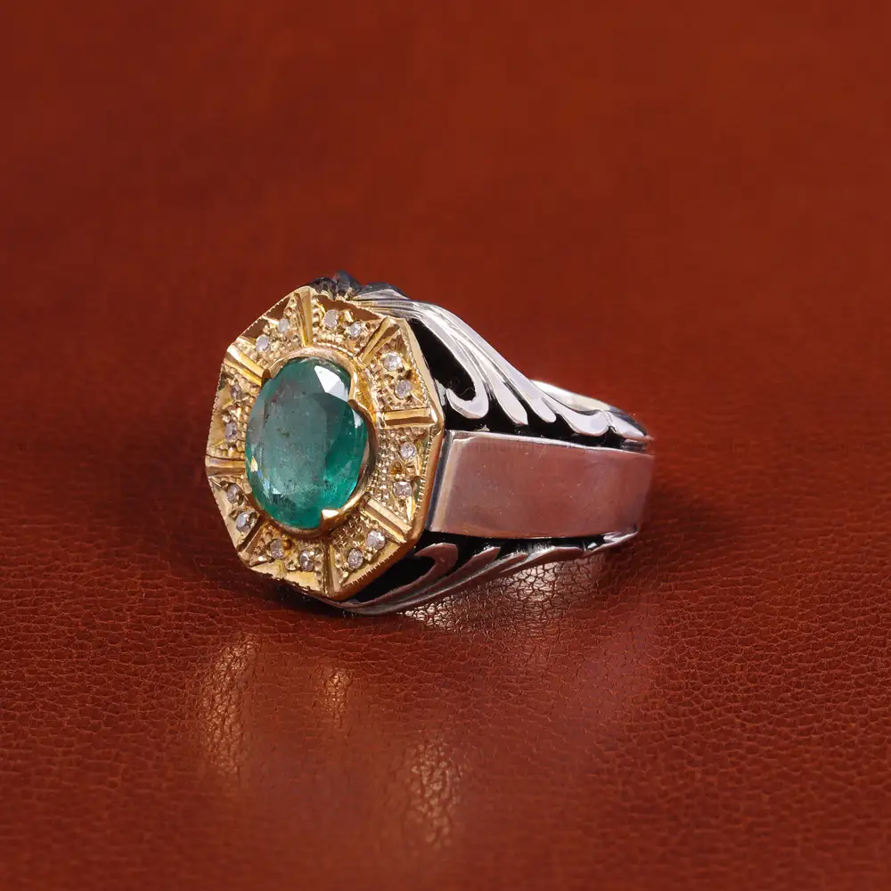 انگشتر زمرد مردانه کد 20725